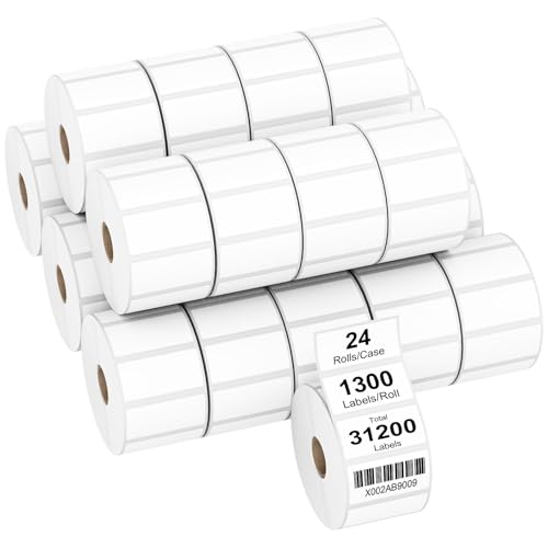 AveneMark 24 Rolls 2" x 1" Direct Thermal Labels for Barcodes Postage Address Shipping Labels Compatible with Rollo & Zebra Desktop Printers Adhesive - 1300 Labels/Roll - size: 2"x 1"(24 Rolls-31200 Labels)