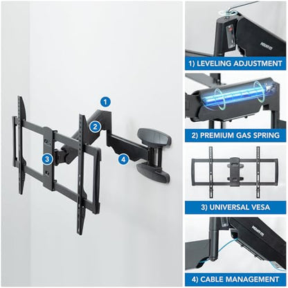 Mount-It! Pull Down TV Mount, Drop Down Wall Mount with Gas Spring Arm, Height-Adjustable TV Mount for 37-80 Inch TVs, Full Motion Swivel Tilt Bracket for Fireplace, Fits VESA 600x400, Up to 88 lbs