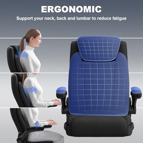 ralex-chair 2 Pack Big and Tall Office Chair -500 lb Heavy Duty Office Chair for Big Man, Fabric High Back Executive Office Desk Chair with 120° Tilt Rock,Computer Desk Chair with flip up arm - Black - color: Black, size: set of 2