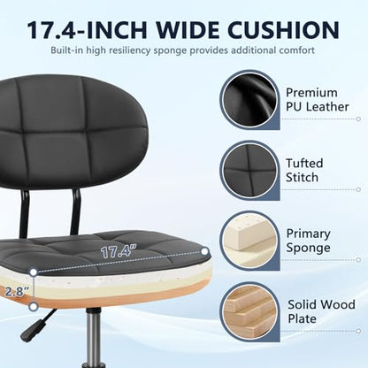 Drafting Stool with Backrest, Tall Adjustable Height Office Chair, PU Leather Swivel Rolling Stool with Footrest & Wheels for Standing Desk, Bar, Salon, Spa, Lab, Counter, Home, Black，1PK - color: Black With Backrest, size: 1PK