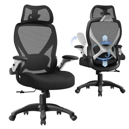 ELABEST X100 Ergonomic Mesh Office Chair with Footrest, Big and Tall Home Desk Chair with 5D Flip-Up Arms, Adjustable 3D Lumbar Support, Gaming & Executive Computer Chair (Midnight Cloud-No Footrest) - color: Midnight Cloud-no Footrest