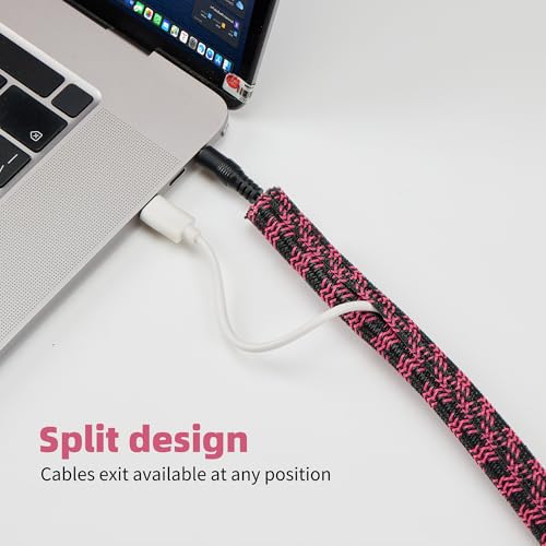 Cable Sleeve Self-Wrapping Wire Loom - color: Black pink, size: 1/2"-10ft