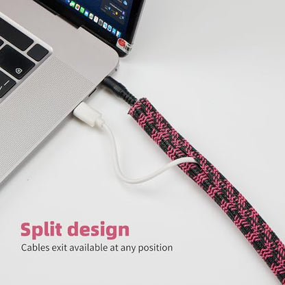 Cable Sleeve Self-Wrapping Wire Loom - color: Black pink, size: 1/2"-10ft