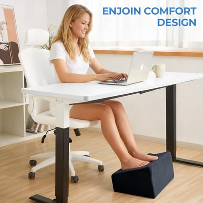 3-Level Adjustable Foot Rest for Under Desk at Work, Black, 17x11.2x17 Inch | Ergonomic High-Density Foam Footstool Footrest Pillow with Crystal Velvet & Washable Cover for Office/Home/Game Chair - color: Black
