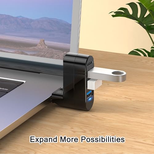 VIENON 4-Port USB C Hub [90°/180° Degree Rotatable], USB C Adapter Splitter with PD-in 5W Port, USB Extender for MacBook, iMac, Surface, and More C Port Laptop(Not for Car) - style: USB-C