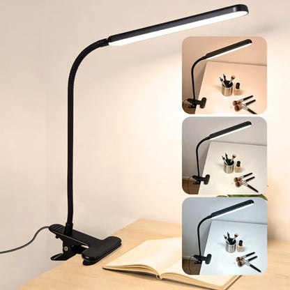 LED Desk Lamp with Clamp for Reading,Nail Art & Painting | 3 Color Modes,10 Brightness Dimmable,Clip Lamp for Easel,Salon Manicure,Reading and Nail Art & Painting - color: Black