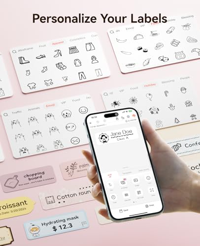 NIIMBOT D110 Upgrade Mini Label Maker, Bluetooth Thermal Printer for Daily - color: Pink, style: Label Machine with 1 Label Tape