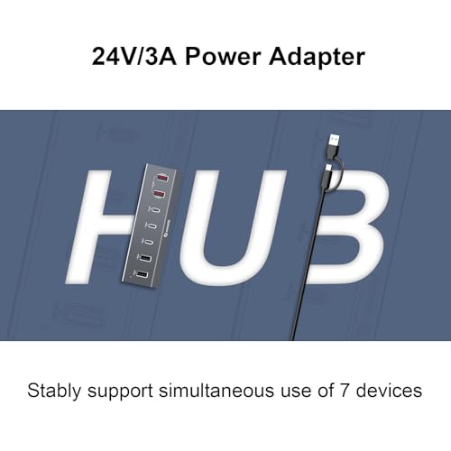 7 in 1 USB C Hub with 10Gbps Data Transfer, PD 45W & QC 18W Fast Charging - color: Gery