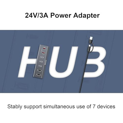 7 in 1 USB C Hub with 10Gbps Data Transfer, PD 45W & QC 18W Fast Charging - color: Gery