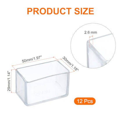 uxcell 12 Pcs Silicone Chair Leg Floor Protectors 1.2 x 2 Inch Non-Slip Chair Leg Caps Covers, Rectangle Furniture Leg Protectors for Hardwood Floors Reduce Noise and Scratches, Clear - size: 1.2 x 2 Inch
