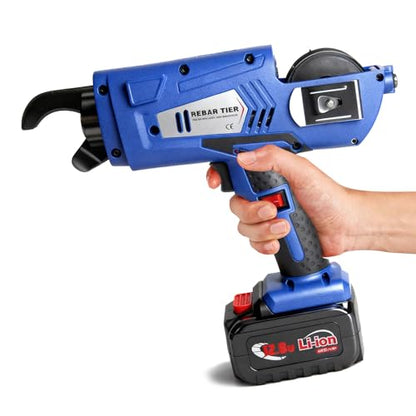 Electric Rebar Tying Machine 8-34mm, Automatic Steel Binding Tool with 2x4400mAh Batteries & Wire Coils, Efficient Rebar Tier Gun for Construction