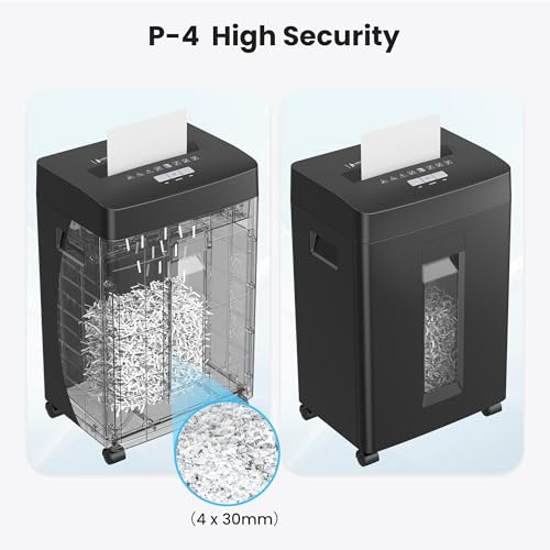 Locksworth 16-Sheet Cross Cut Paper Shredder, 6 Gallon Heavy Duty Commercial Shredder for Home Office, P-4 High Security Shredders for Paper/CD/Credit Card/Staple/Clip, 60 Mins Continuous Running | P-4 High Security Shredder, Suitable for CD/Credit Card/S