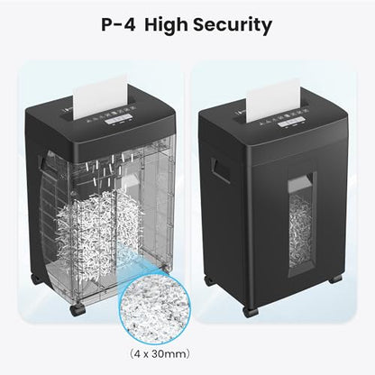 Locksworth 16-Sheet Cross Cut Paper Shredder, 6 Gallon Heavy Duty Commercial Shredder for Home Office, P-4 High Security Shredders for Paper/CD/Credit Card/Staple/Clip, 60 Mins Continuous Running | P-4 High Security Shredder, Suitable for CD/Credit Card/S