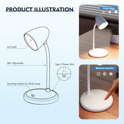 New LED Desk Lamp for Home Office,3 Colors Dimmable Table Lamp - color: L50-White
