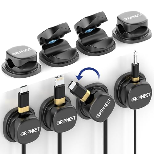 Cable Clips 8 Pack Rotatable Cord Organizer with Adhesive | 360° Rotatable, Clean Cable Management for Desk, Car & Nightstand - size: Pack of 8