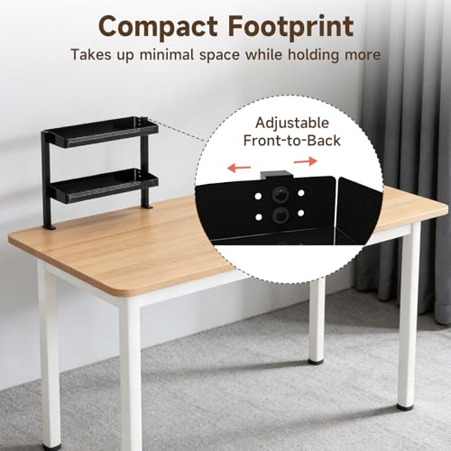 Clamp On Desk Shelf, 2 Tier 17in Office Desk Shelves Organizer (Black) - color: Black