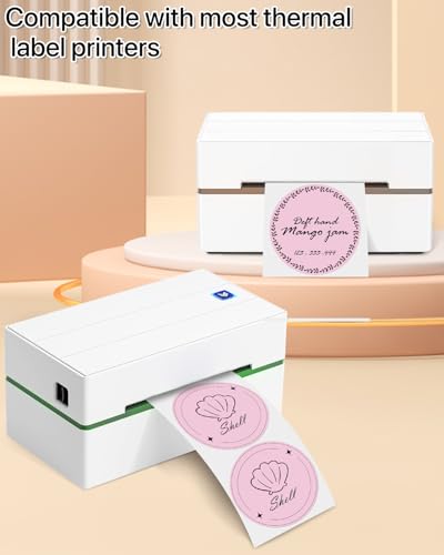 iEager 3 Inch Pink Circle Thermal Labels, Durable Round Thermal Label - color: Pink, size: 3 INCH