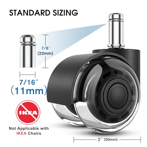MaxGear 2" Office Chair Caster Wheels, 11mm Stem, Set of 5 - style: Clear (Premium)