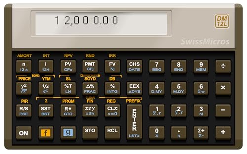SwissMicros DM12L RPN Financial Calculator – HP 12C Software, Grade 1 Titanium Casing, Voyager Layout, & TVM Financial Solver