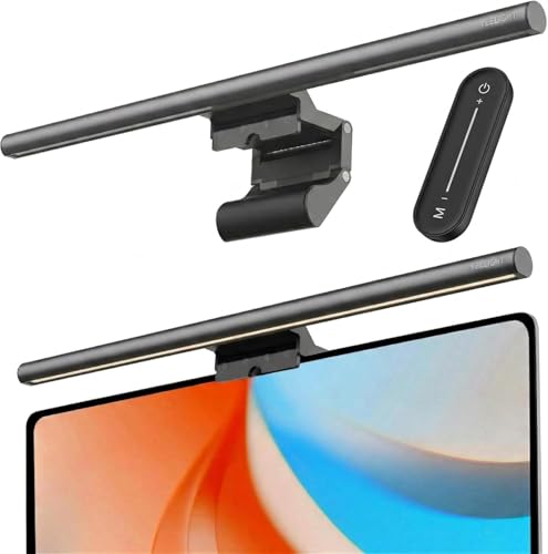 YEELIGHT Monitor Light Bar with Remote, Computer Monitor Lamp for Home Office Gaming, 250LM No Glare Eye-Care Screen Bar, Touch Control USB Desk Lamp with Stepless Dimming for Flat & Curved Monitor - color: Dark Gray Pro