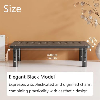 Monitor Stand Riser for Desk, 3 Height Adjustable (3.9/4.7/5.5 Inch) Heavy Duty Carbon Steel + PE Computer Stand, Ergonomic Laptop Riser, For PC Printer Dual Screens – 14.6 x 9.1 Inch Black - color: Black