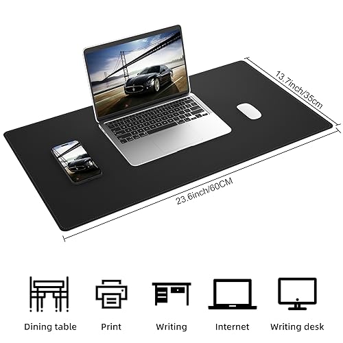 AFIING Cork Desk Mat, Black,23.6" x 13.7", Desk Pad Protector - color: Black, size: 23.6" x 13.7"