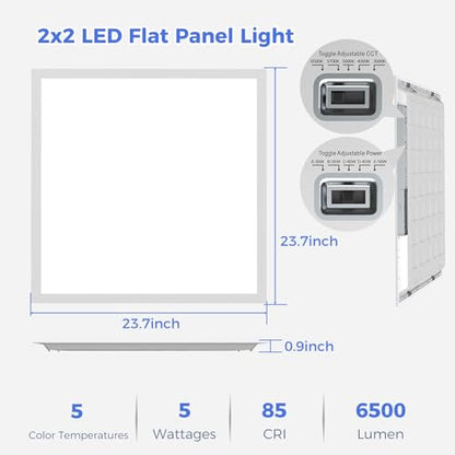 AIKVSXER 48 Pack 2x2 LED Flat Panel Light, Recessed Drop Ceiling Light Kitchen Lighting Fixtures,Bright 6500LM,0-10V Dimmable,Switchable 3000K/4000K/5000K/5700K/6500K, 30W/35W/40W/45W/50W - size: 2x2-48p