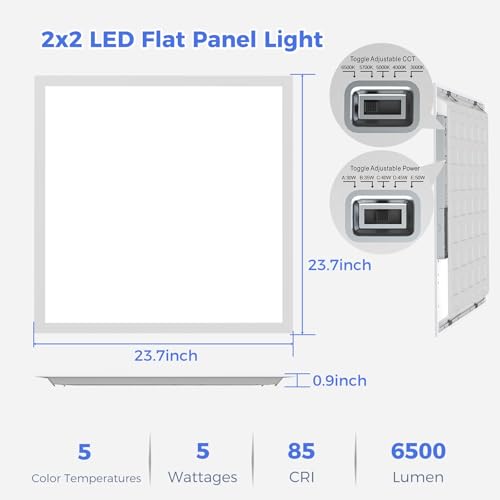 AIKVSXER 42 Pack 2x2 LED Flat Panel Light, Recessed Drop Ceiling Light Kitchen Lighting Fixtures,Bright 6500LM,0-10V Dimmable,Switchable 3000K/4000K/5000K/5700K/6500K, 30W/35W/40W/45W/50W - size: 2x2-42p