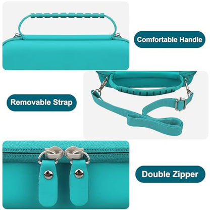 Canboc Carrying Case for NIIMBOT B21 Label Maker, Turquoise (Case Only) | Portable Bluetooth Thermal Label Printer Bag with Removable Shoulder Strap, Mesh Pocket fit Printer Labels, USB Cable - color: Turquoise+Turquoise