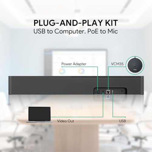 Yealink UVC40 E2 & VCM35 Expansion Mic Bundle 4K Video Conference System | All-in-One Video Bar for Small to Medium Meeting Rooms, 8 Microphone Arrays, AI Auto Framing, Full-Duplex HD Audio Video