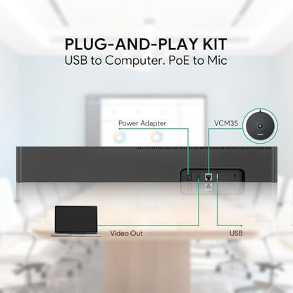 Yealink UVC40 E2 & VCM35 Expansion Mic Bundle 4K Video Conference System | All-in-One Video Bar for Small to Medium Meeting Rooms, 8 Microphone Arrays, AI Auto Framing, Full-Duplex HD Audio Video