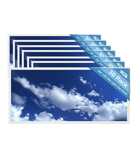 2x4 LED Sky Light Flat Panel, 72W, 9000 Lumens, 6500K Cool White, 0-10V Dimmable Recessed Drop Ceiling Lights, Lay in Fixture for Office & Commercial, 120-277V, ETL Listed (30 Pack) - size: 2x4 - 30 Pack