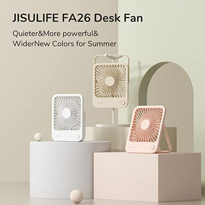 JISULIFE Small Desk Fan, 180° Foldable Portable Fan - color: Brown, size: 2000mAh