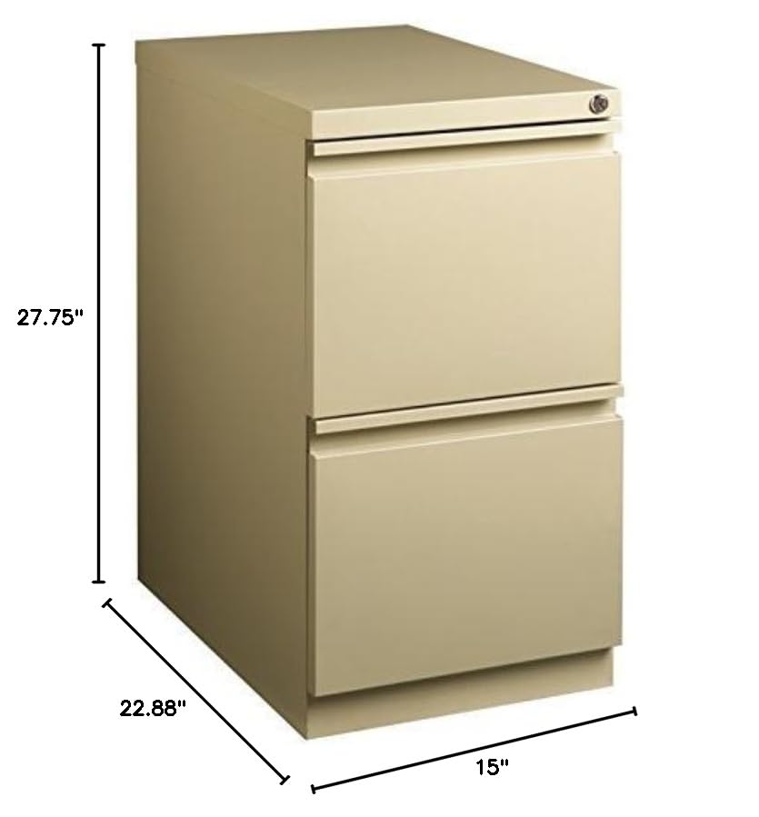 Hirsh 23-in Deep Mobile Pedestal File 2-Drawer File/File. Full Width Pull. Beige - color: Putty