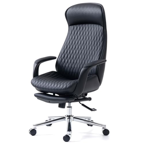 High-Back Office Executive Chair Ergonomic Office Chair with Footrest Adjustable Swivel with Lumbar Support Armrest for Home - color: Black+footrests