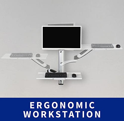 VIVO Sit-Stand Wall Mount Counterbalance Height Adjustable Monitor and Keyboard Workstation for Screens up to 27 inches, White STAND-SIT1KW - color: White