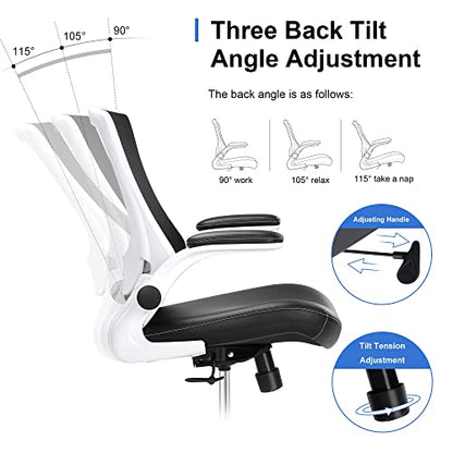 Misolant Drafting Chair, Tall Office Chair for Standing Desk, High Office Chair with Adjustable Lumbar Support and Footrest Ring, Standing Desk Chairs Adjustable Height - color: White