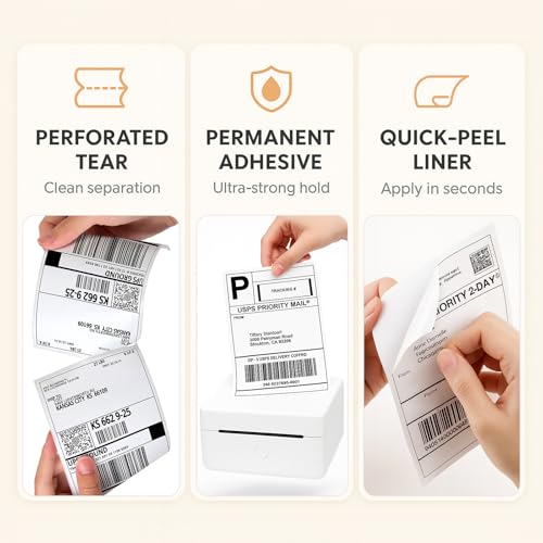 2000 4" x 6" Fanfold Thermal Shipping Labels for Zebra Printers - size: 4" x 6" - 4 Stacks ( 2000 labels ）