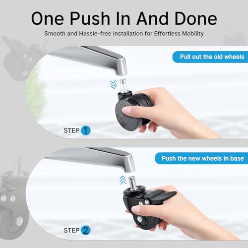 Nefish Office Chair Caster Wheels with Brake, 11mm, 2 Inch Heavy Duty Rubber Office Chair Wheel Replacement, Support 750lbs(Set of 5), Quiet Desk Chair Rollers, Safe for All Floors, Universal Fit - size: 11mm（With Brake）