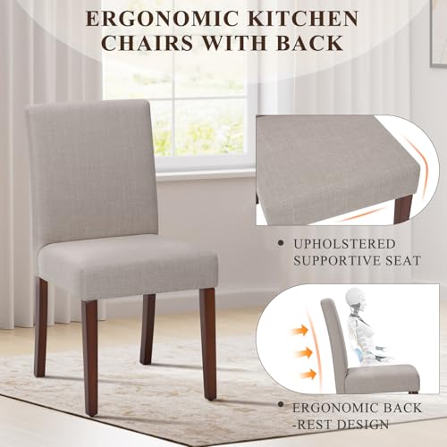 MALOL Upholstered Dining Chairs Set of 6, Modern Fabric Dining Room Chair, Wooden Dining Chair, Kitchen Side Chairs, Farmhouse Dinner Chair with High Back for Kitchen, Brown - color: Brown, size: Set of 6