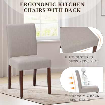 MALOL Upholstered Dining Chairs Set of 6, Modern Fabric Dining Room Chair, Wooden Dining Chair, Kitchen Side Chairs, Farmhouse Dinner Chair with High Back for Kitchen, Brown - color: Brown, size: Set of 6