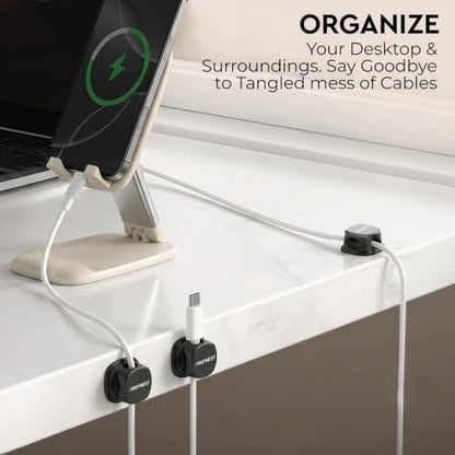 Cable Clips 8 Pack Rotatable Cord Organizer with Adhesive | 360° Rotatable, Clean Cable Management for Desk, Car & Nightstand - size: Pack of 8
