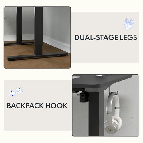 FLEXISPOT 48"x24" Electric Standing Desk, Black Walnut - color: Black Walnut, size: 48x24"