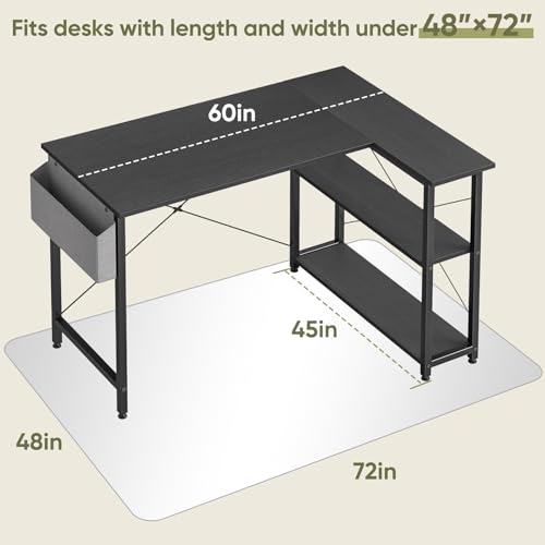 48" x 72" Glass Chair Mat for Carpet, 0.2" Thick Office Chair Mat | Heavy-Duty Tempered Glass With Crystal Clear Surface, Polished Rounded Edges Resists Scratches And Cracks For Smooth Rolling - size: 48" x 72"