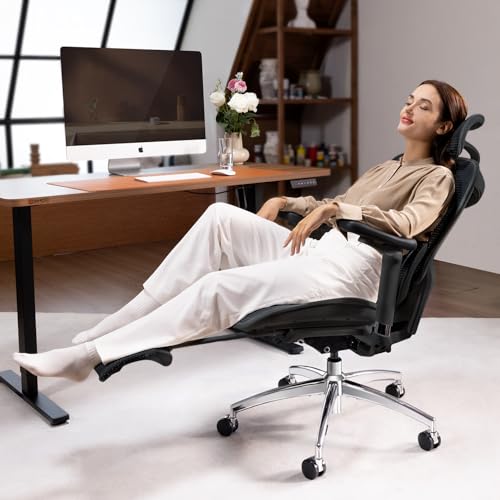 SIHOO Doro C300 Ergonomic Office Chair with Footrest, Soft 3D Armrests | Dynamic Lumbar Support for Home Office Chair, Adjustable Backrest Desk Chair, Swivel Big & Tall Computer Chair, Black - color: Pure Black, size: Pack of 1