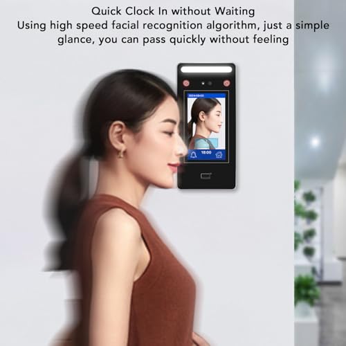 Face Attendance Machine, Biometric Facial Recognition Time Clock with Touch Screen Employee Access Control System for Office Factory