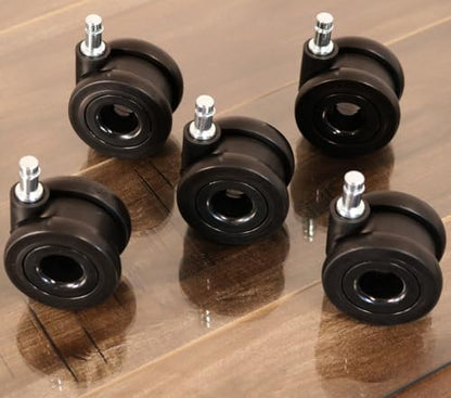Office Chair Wheels, Replacement Casters for Desk Chairs, Set of 5, Black | Set of 5 Black Office Chair Wheels, Heavy-Duty Dual Casters With Precision Bearings for Desk Chairs, Hardwood Floors, Carpet