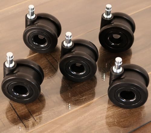 Office Chair Wheels, Replacement Casters for Desk Chairs, Set of 5, Black | Set of 5 Black Office Chair Wheels, Heavy-Duty Dual Casters With Precision Bearings for Desk Chairs, Hardwood Floors, Carpet