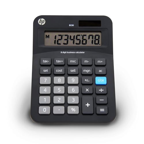 HP - Mini Desktop Business Calculator, 8-Digit Solar Powered Desktop Calculator - size: Mini