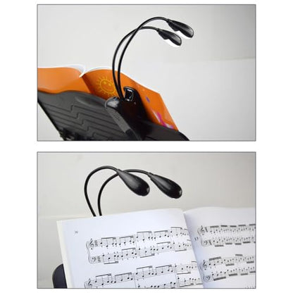 Joyzan Music Stand Light, Clip on LED Book Lights Dual Arm Reading Lamp | Rechargeable Eye Cared 360°Flexible Gooseneck Clamp Light Battery Operated for Bed Bookworms Piano Player Travel Orchestra - size: 6 beads